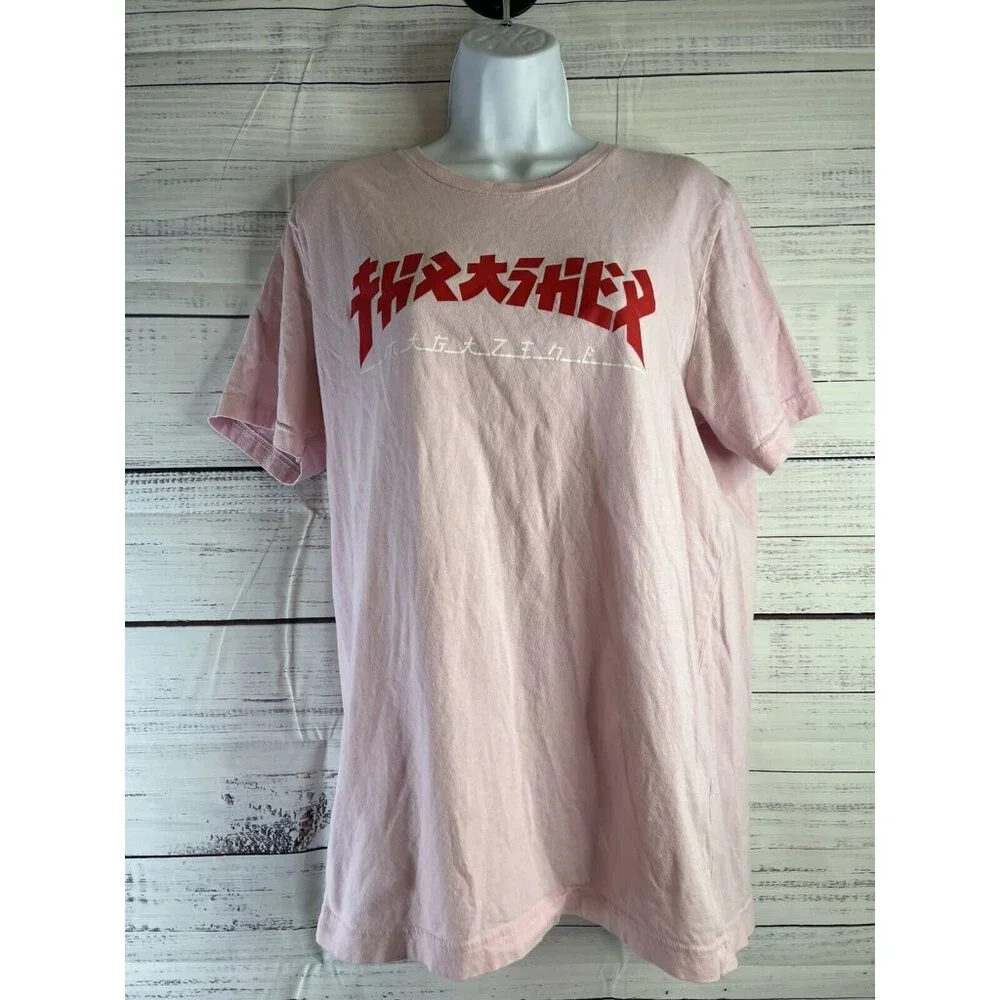 Thrasher Magazine Godzilla Logo Light Pink Womens Skateboard T-Shirt Size L - Picture 1 of 10